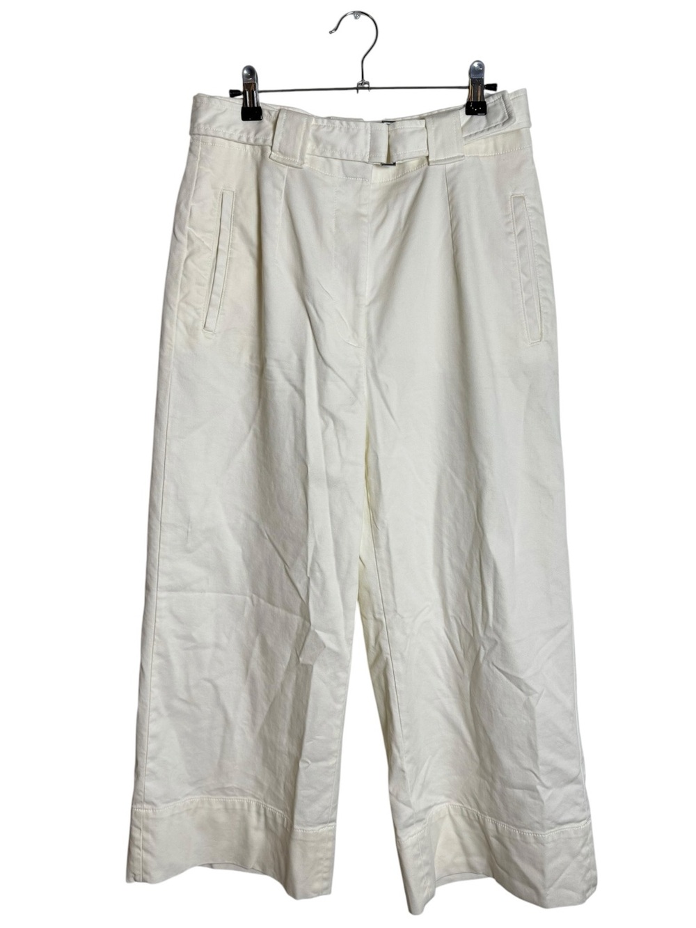 Banana Republic Cream Belted Cropped Wide Leg Pants Size 8 High Rise